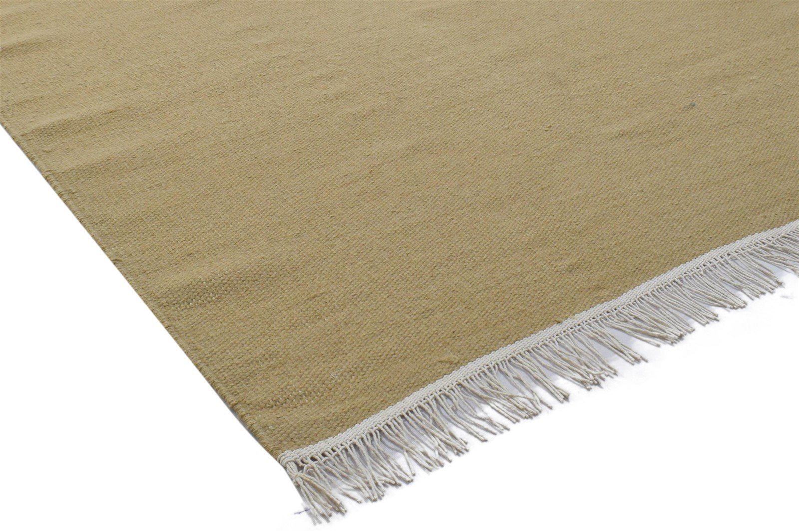 Dhurrie Beige Wool Rug 4' X 6' Modern Scandinavian Solid Room Size Carpet 