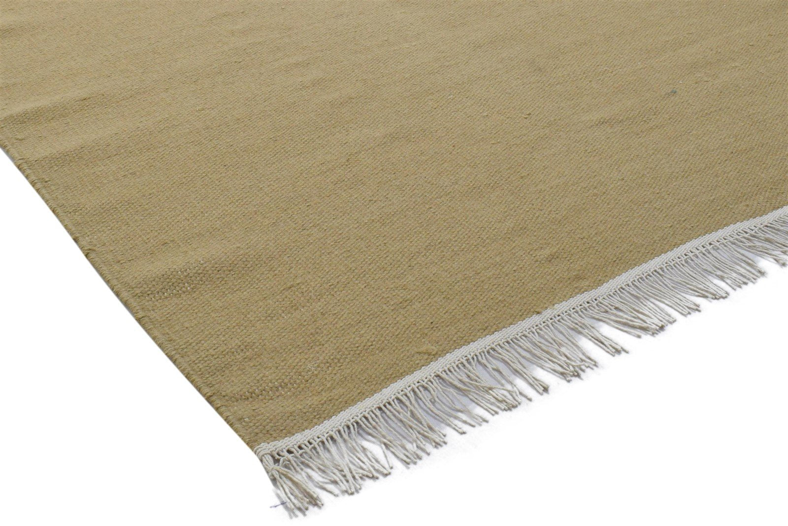 Dhurrie Beige Wool Rug 4' X 6' Modern Scandinavian Solid Room Size Carpet 