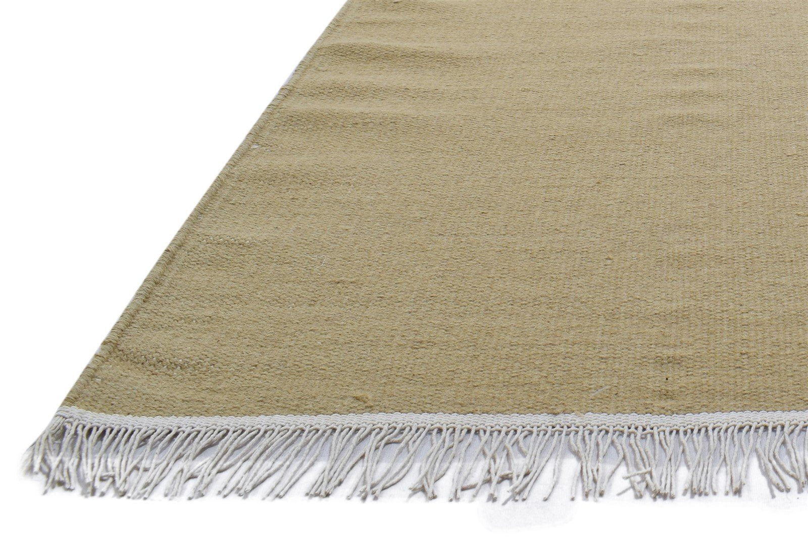 Dhurrie Beige Wool Rug 4' X 6' Modern Scandinavian Solid Room Size Carpet 