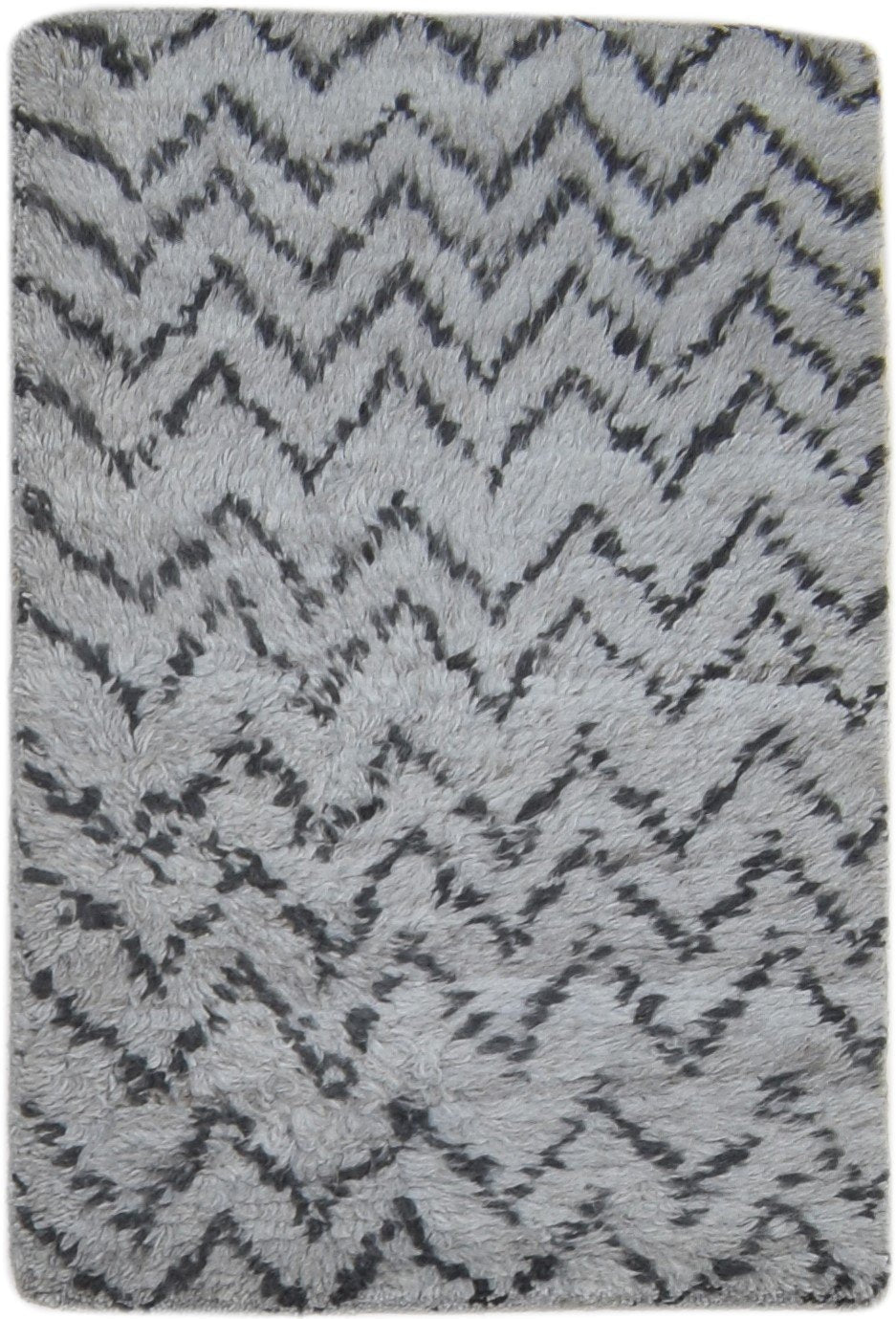 2' X 3' Rug Wool Grey Modern Hand Knotted French Chevron Small Carpet