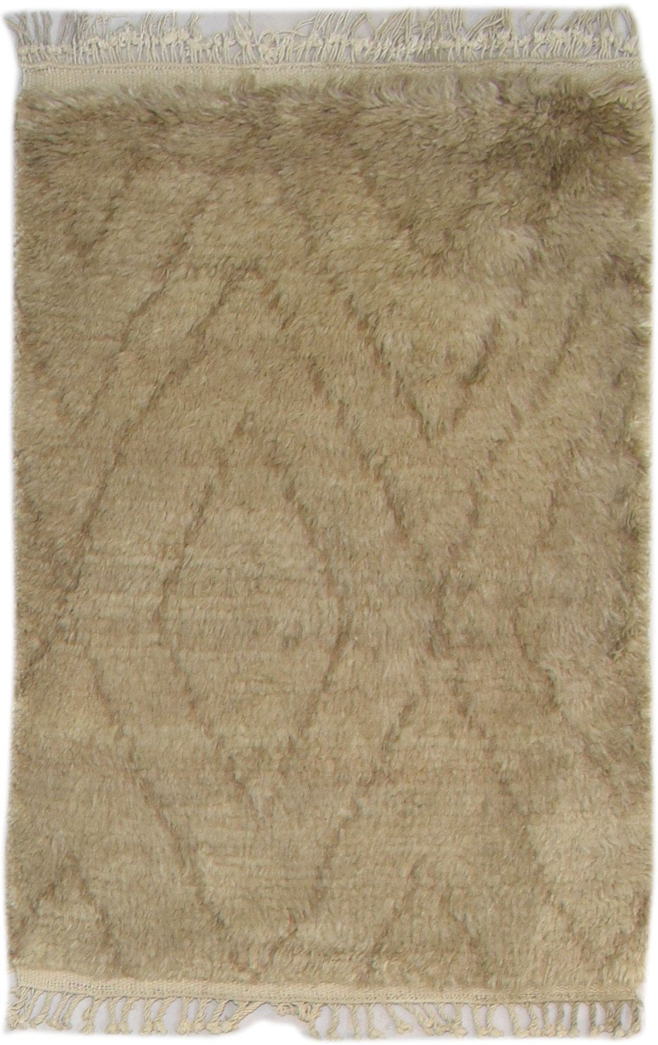 Wool Brown Rug 2' X 3' Modern Hand Knotted Moroccan Diamond Small Carpet