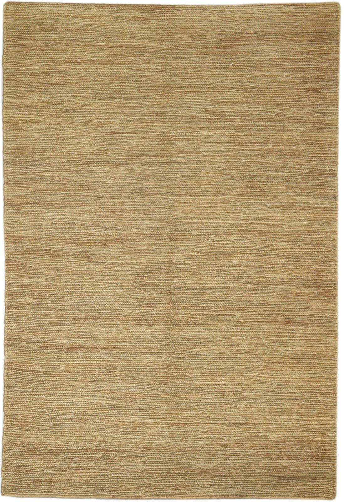 Hand Knotted Beige Jute Rug 4' X 6' Modern Scandinavian Solid Room Size Carpet 