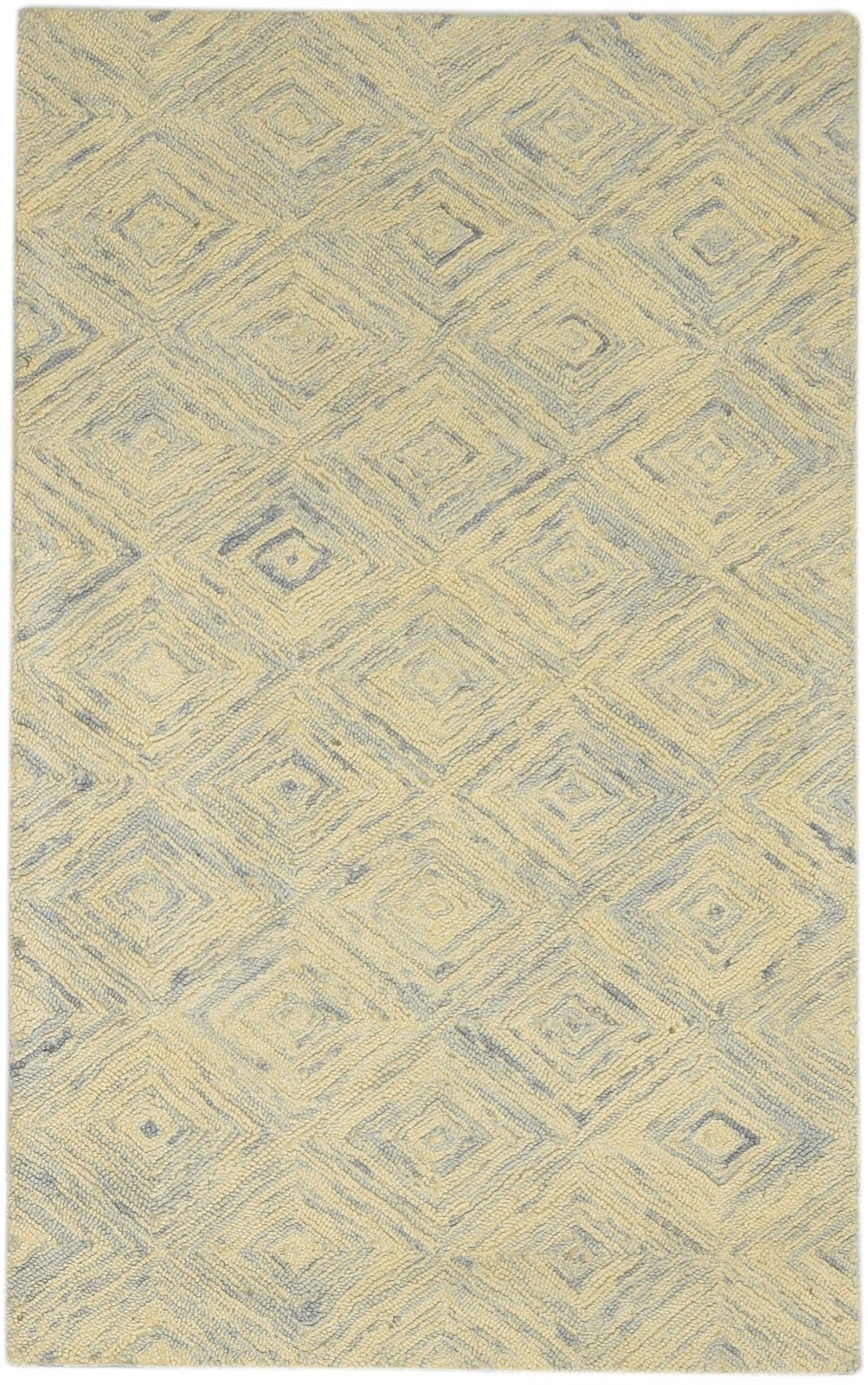 Wool Beige Rug 3' X 5' Modern Hand Tufted Scandinavian Diamond Room Size Carpet