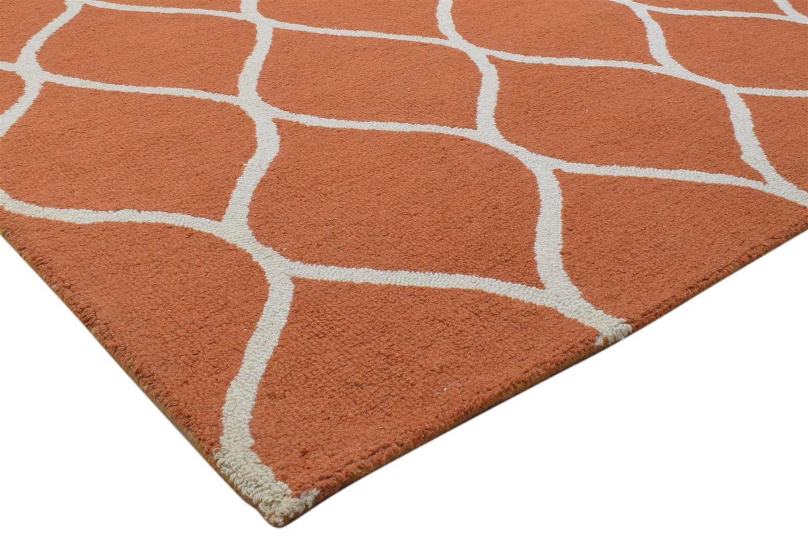 Wool Orange Rug 5' X 7' Modern Hand Tufted Indian Trellis 5'0"X7'1" Carpet 