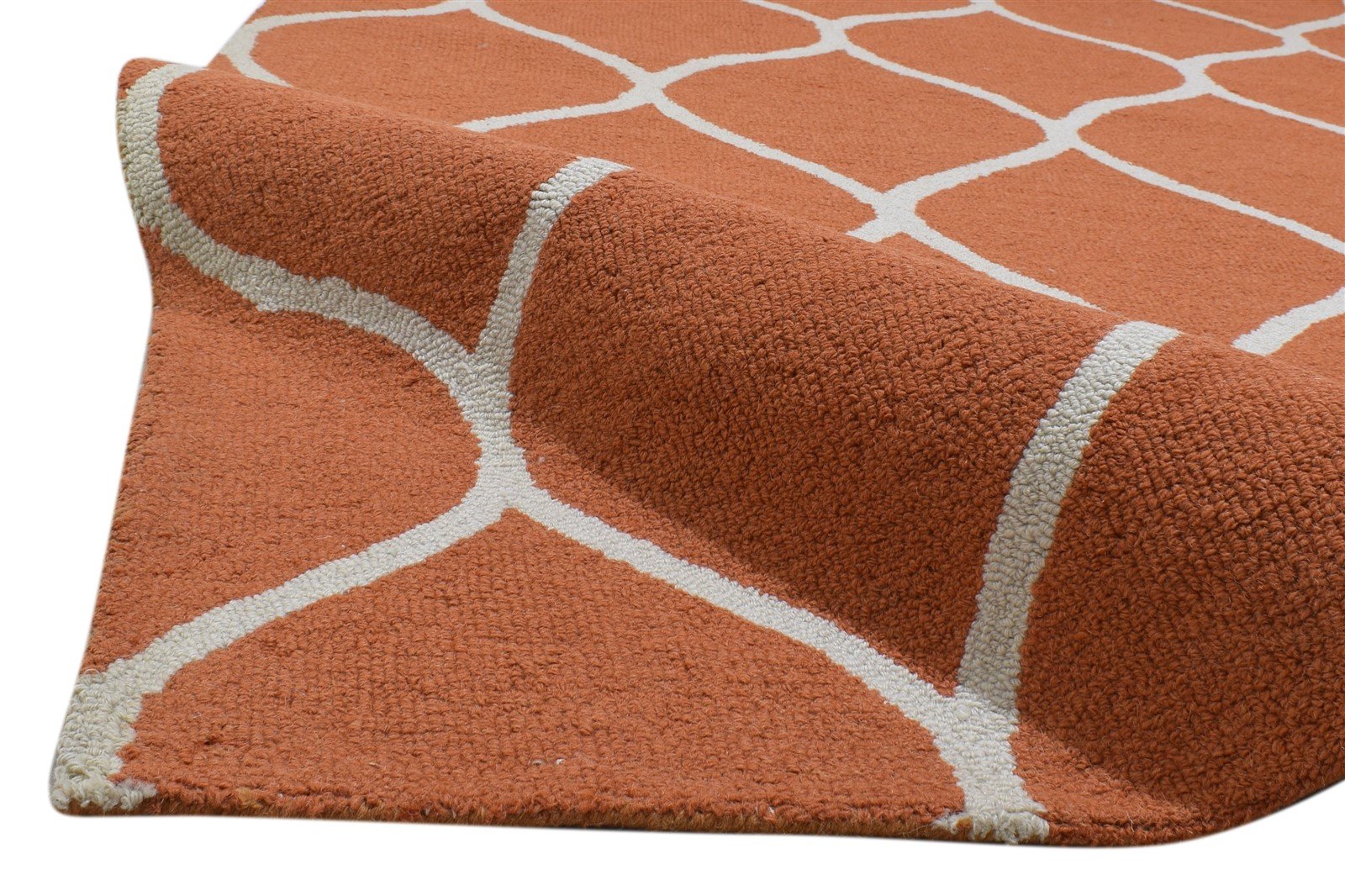 Wool Orange Rug 5' X 7' Modern Hand Tufted Indian Trellis 5'0"X7'1" Carpet 