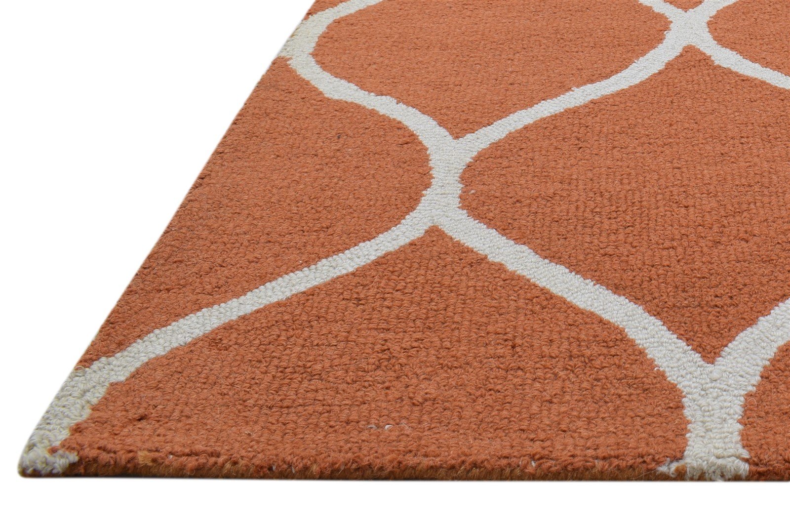 Wool Orange Rug 5' X 7' Modern Hand Tufted Indian Trellis 5'0"X7'1" Carpet