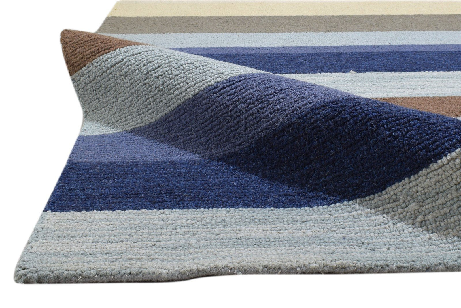 5X8 Rug Wool Multi Color Modern Hand Tufted Scandinavian Striped Room Size 