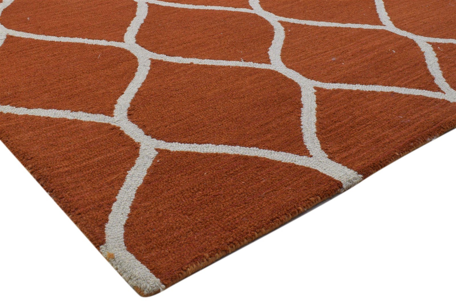 Hand Tufted Red Wool Rug 5' X 7' Modern Moroccan Trellis Room Size Carpet 