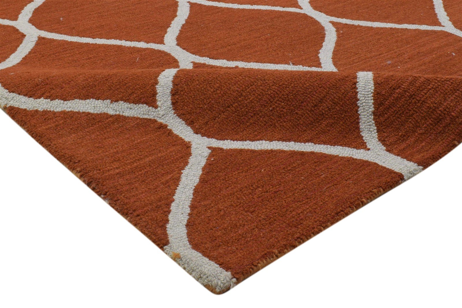 Hand Tufted Red Wool Rug 5' X 7' Modern Moroccan Trellis Room Size Carpet 