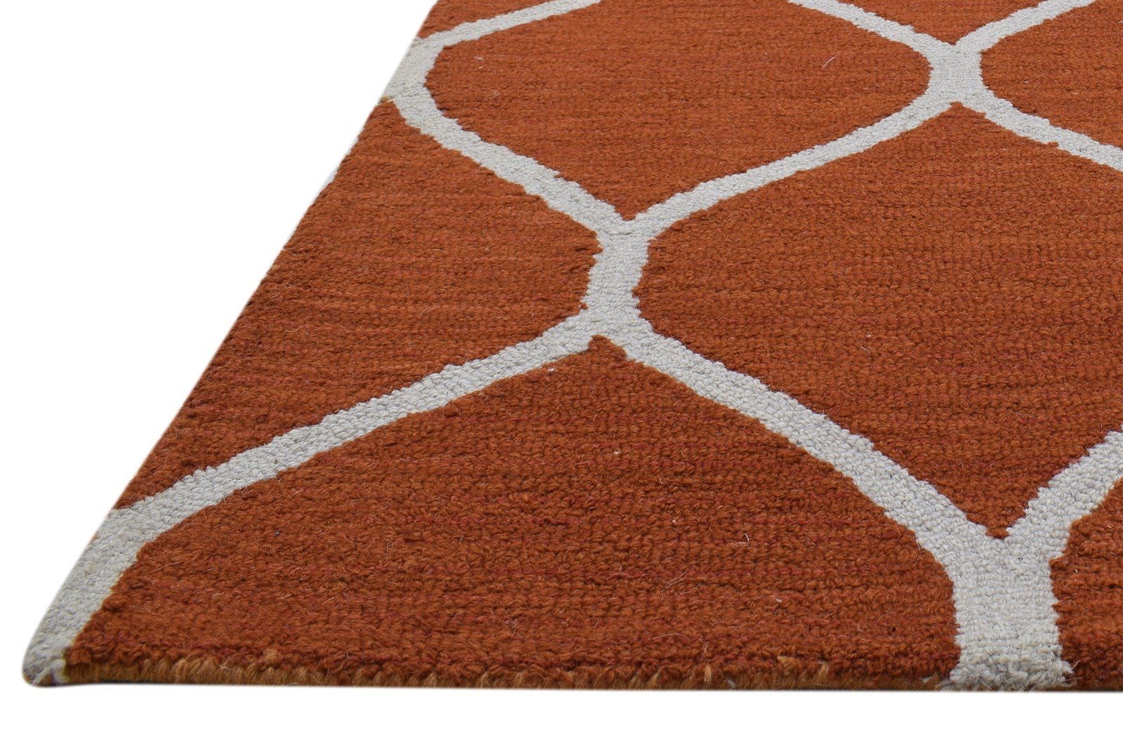 Hand Tufted Red Wool Rug 5' X 7' Modern Moroccan Trellis Room Size Carpet