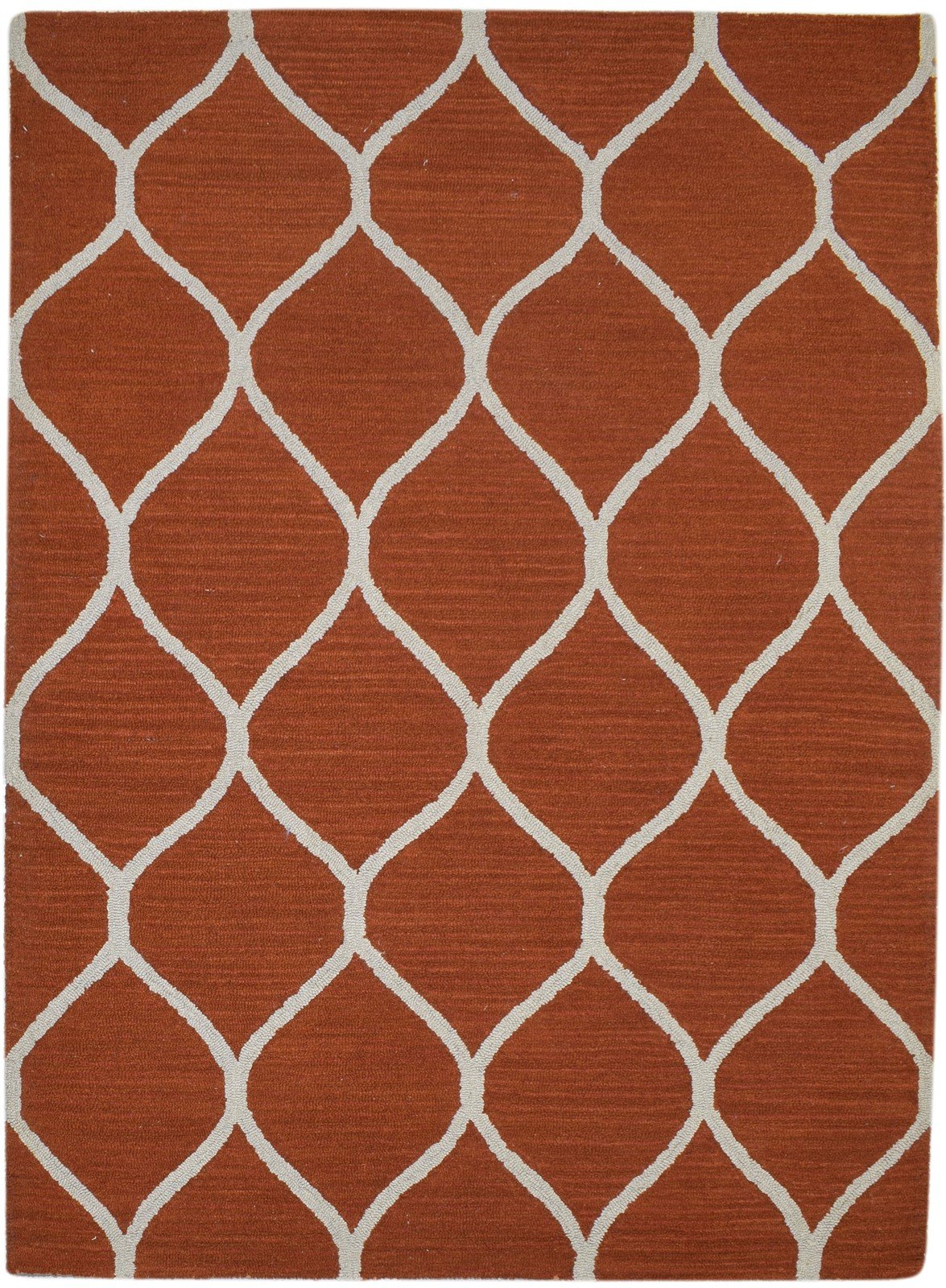 Hand Tufted Red Wool Rug 5' X 7' Modern Moroccan Trellis Room Size Carpet