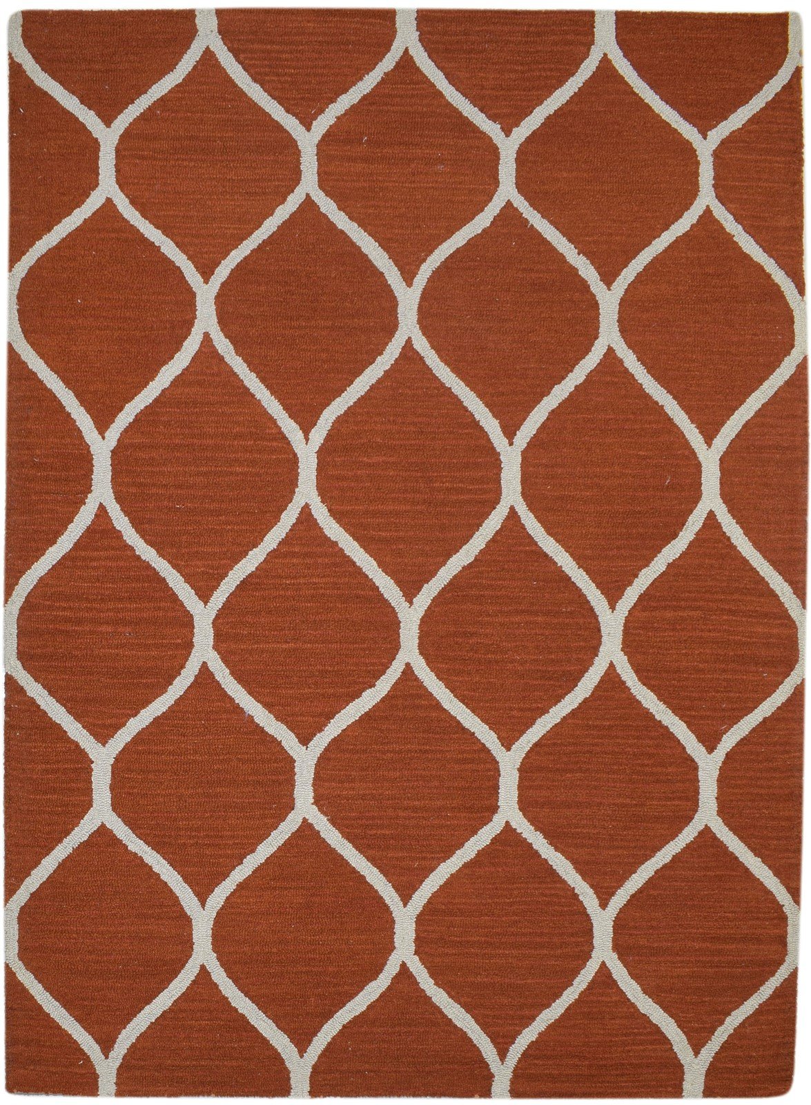 Hand Tufted Red Wool Rug 5' X 7' Modern Moroccan Trellis Room Size Carpet  Area Rug 
