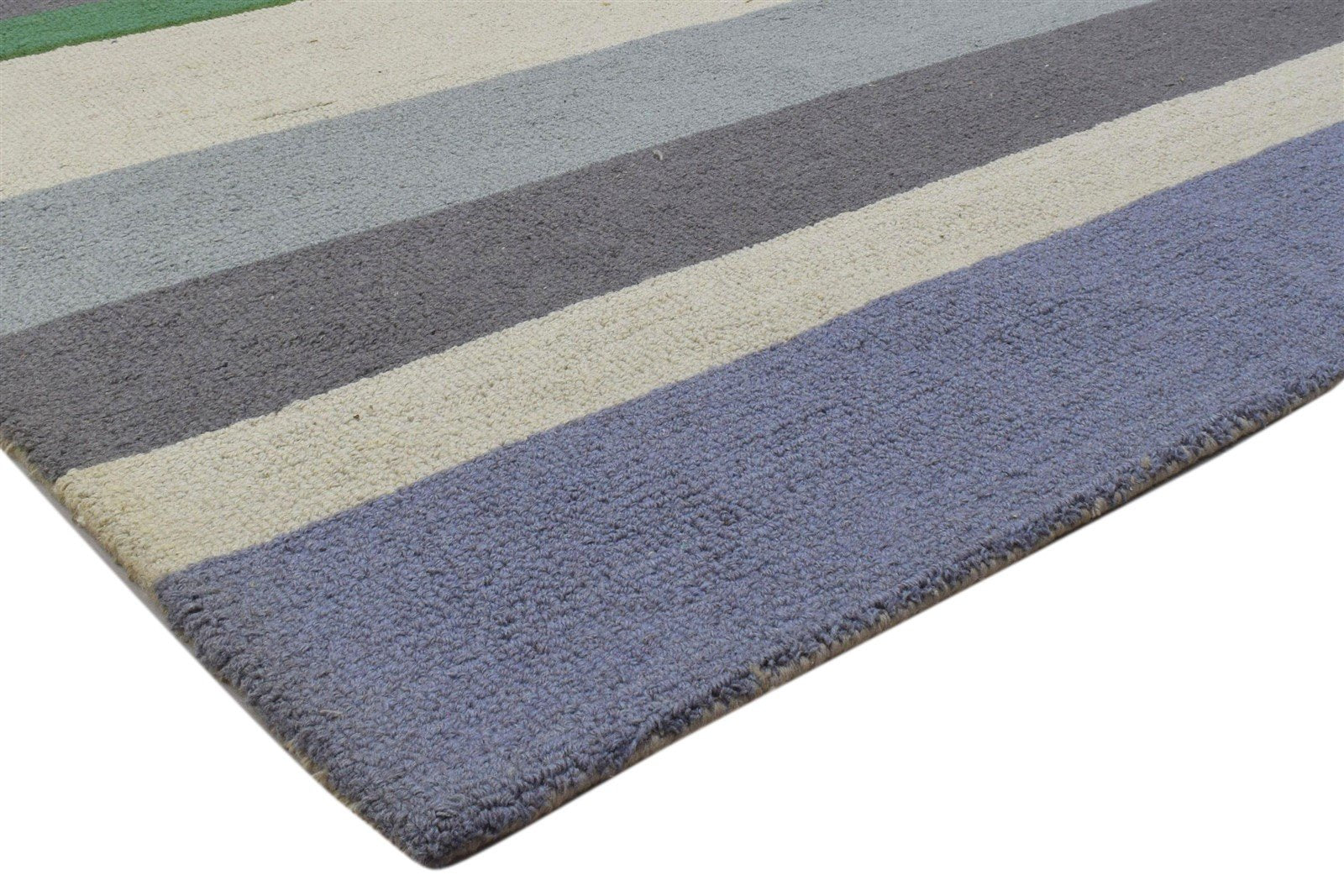 Multi Color Wool Rug 5X8 Modern Hand Tufted Scandinavian Striped Room Size 