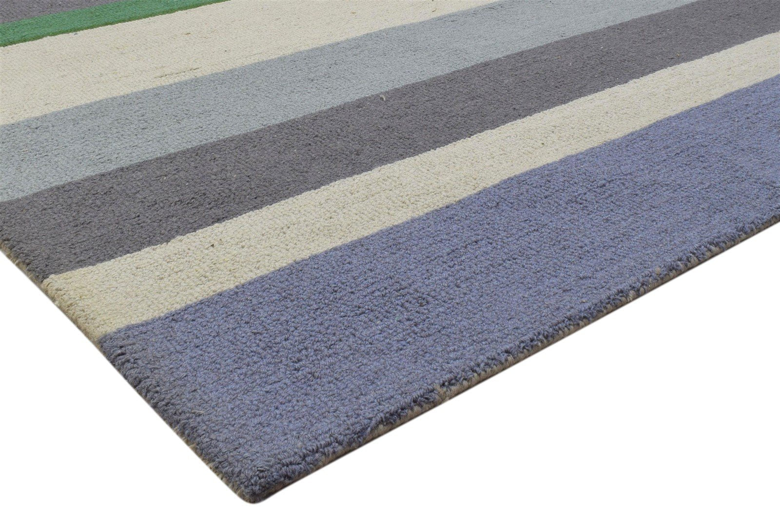 Multi Color Wool Rug 5X8 Modern Hand Tufted Scandinavian Striped Room Size 