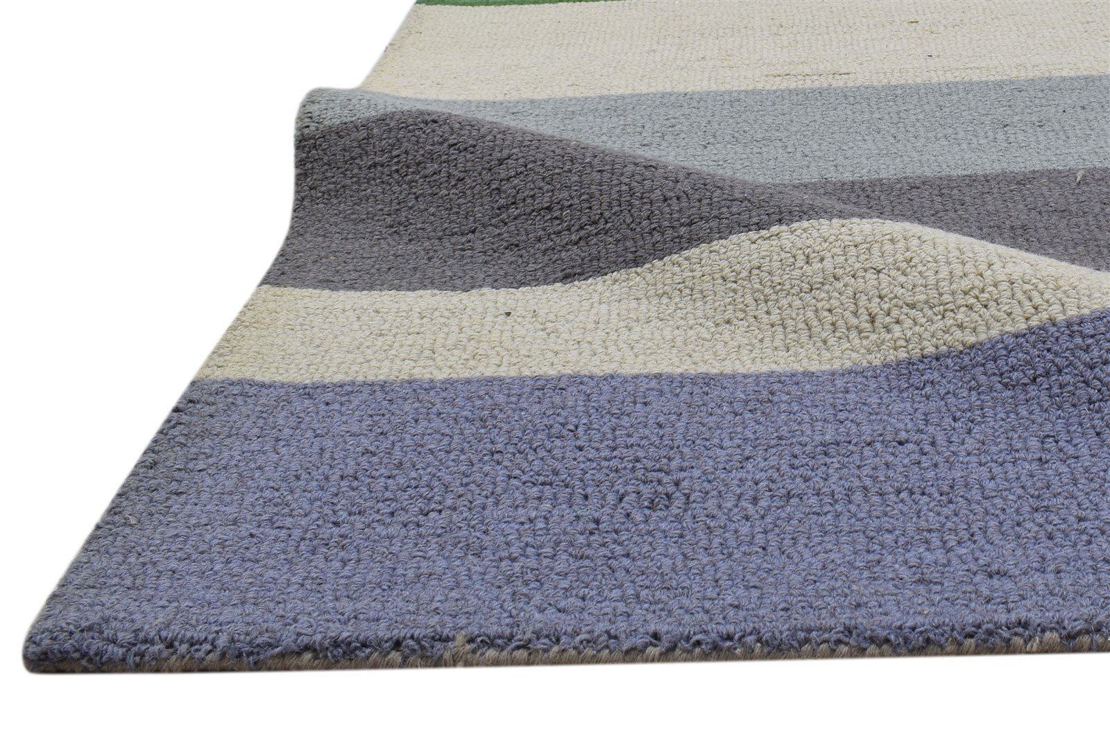 Multi Color Wool Rug 5X8 Modern Hand Tufted Scandinavian Striped Room Size 