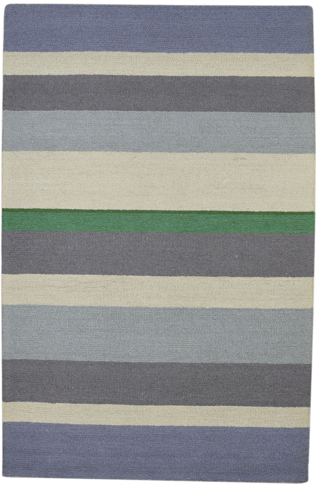 Multi Color Wool Rug 5X8 Modern Hand Tufted Scandinavian Striped Room Size 