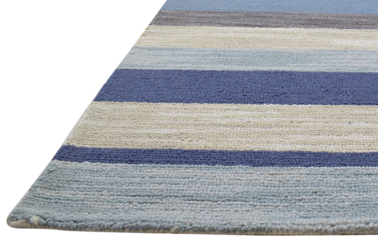 Wool Multi Color Rug 5X8 Modern Hand Tufted Scandinavian Striped Room Size