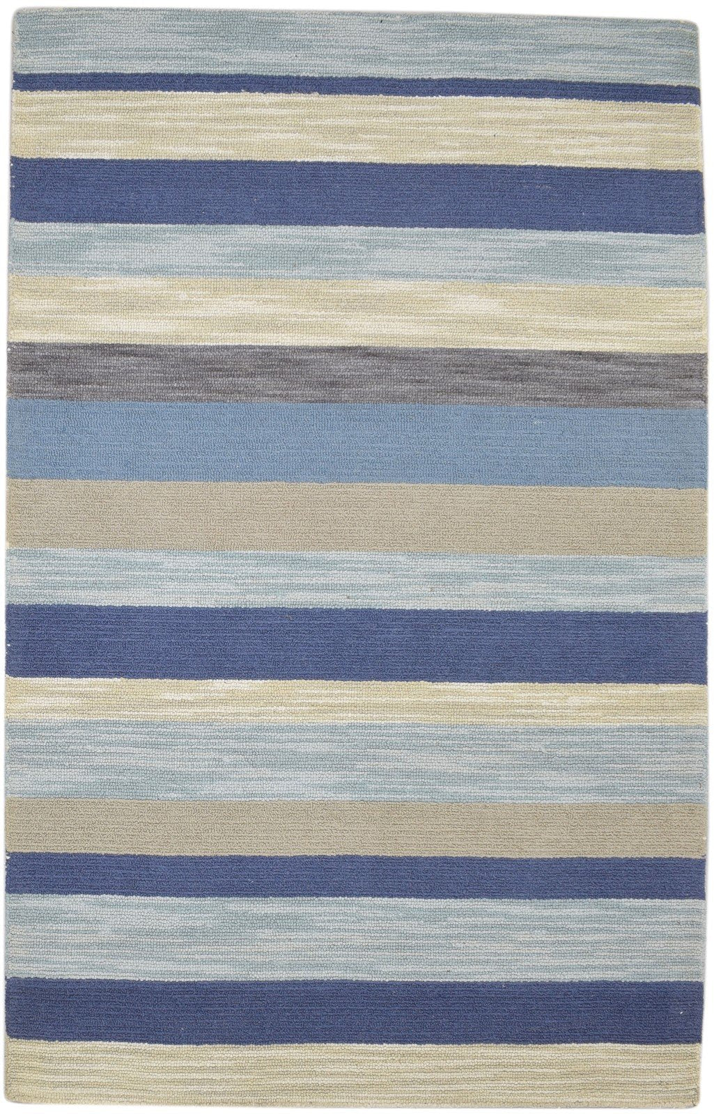 Wool Multi Color Rug 5X8 Modern Hand Tufted Scandinavian Striped Room Size 