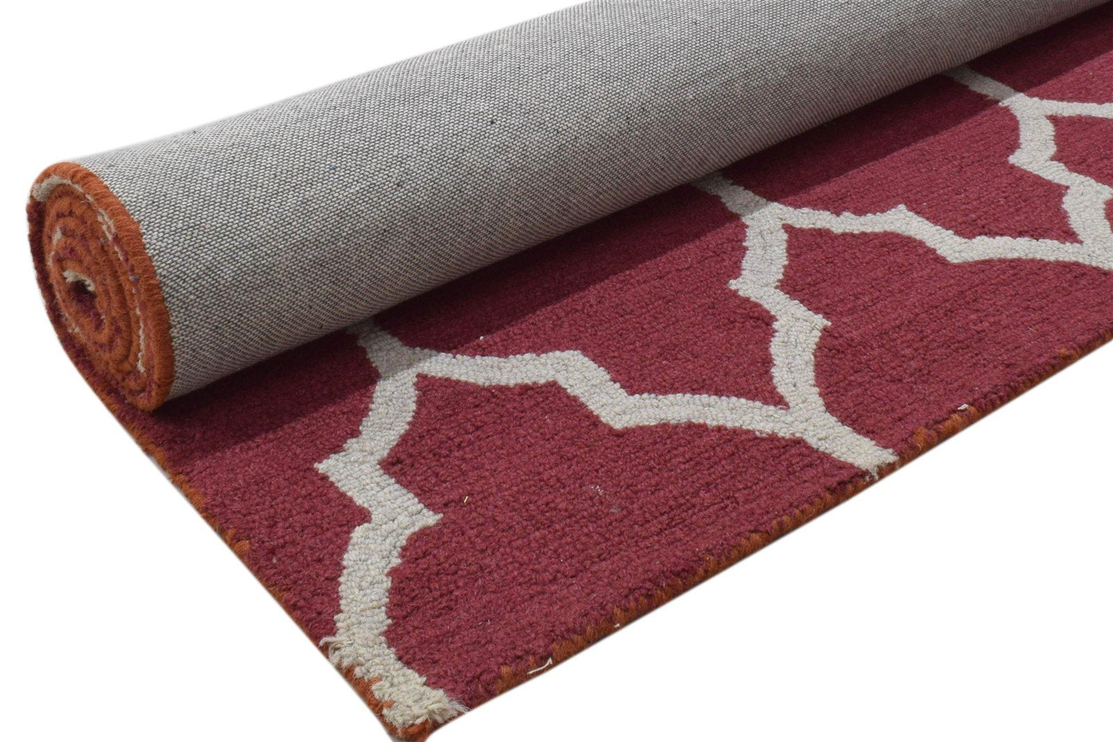 5' X 7' Rug Wool Red Modern Hand Tufted Moroccan Trellis Room Size Carpet 