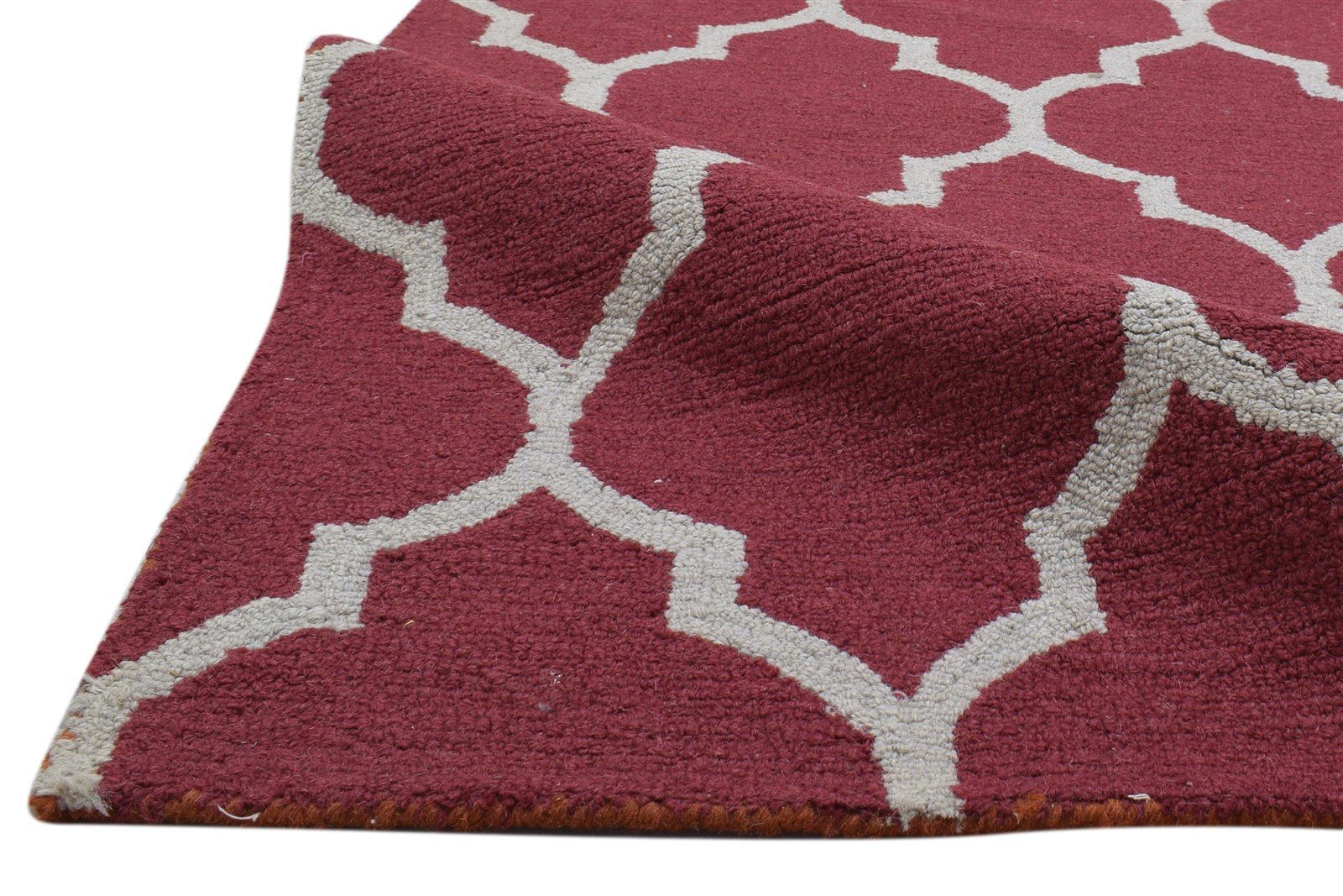 5' X 7' Rug Wool Red Modern Hand Tufted Moroccan Trellis Room Size Carpet 