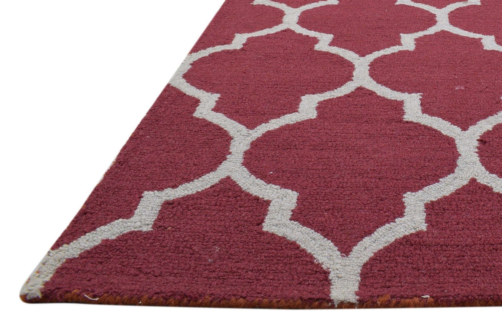 5' X 7' Rug Wool Red Modern Hand Tufted Moroccan Trellis Room Size Carpet