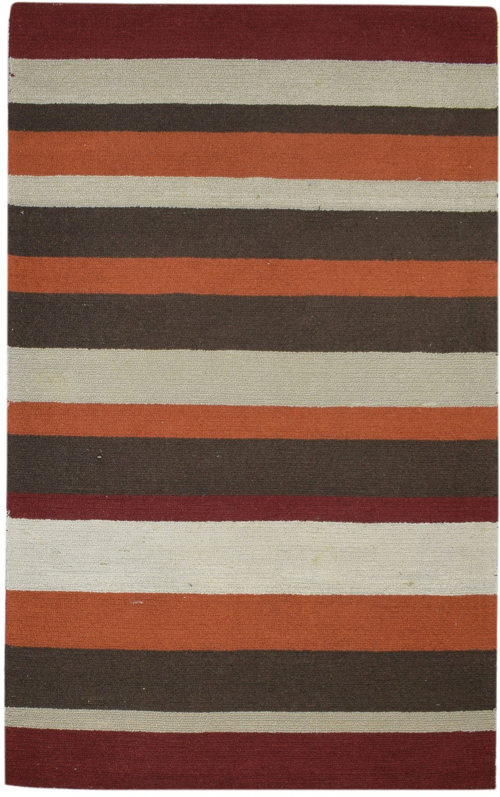 5X8 Rug Wool Multi Color Modern Hand Tufted Scandinavian Striped Room Size 