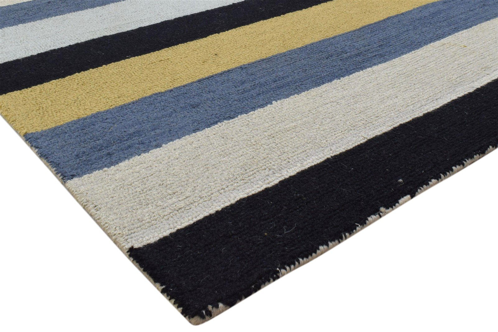 Multi Color Wool Rug 5X8 Modern Hand Tufted Scandinavian Striped Room Size 