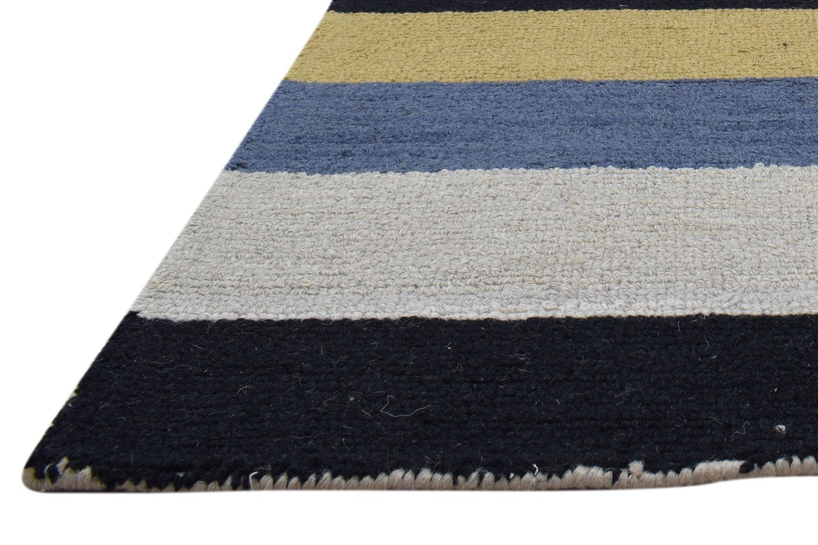 Multi Color Wool Rug 5X8 Modern Hand Tufted Scandinavian Striped Room Size 