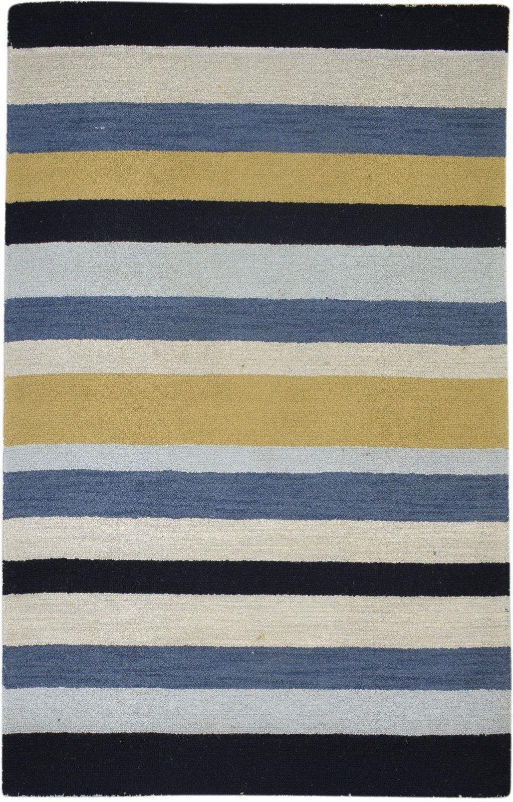 Multi Color Wool Rug 5X8 Modern Hand Tufted Scandinavian Striped Room Size