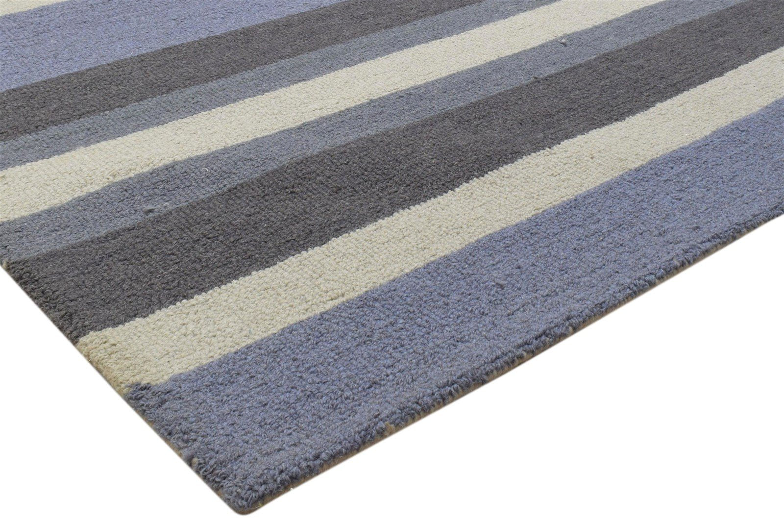 Wool Multi Color Rug 5X8 Modern Hand Tufted Scandinavian Striped Room Size 