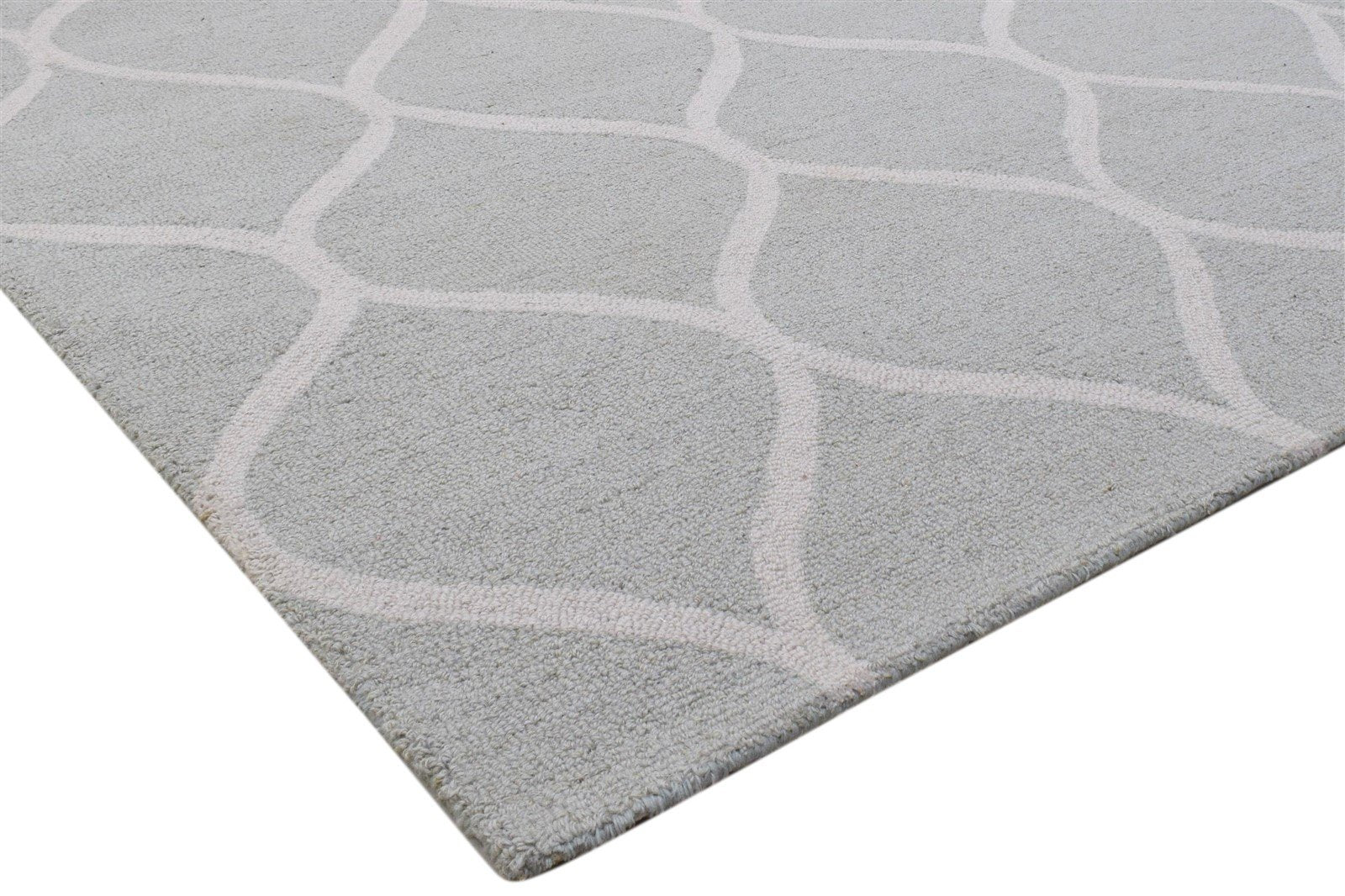 Hand Tufted Grey Wool Rug 5' X 7' Modern Moroccan Trellis Room Size Carpet 