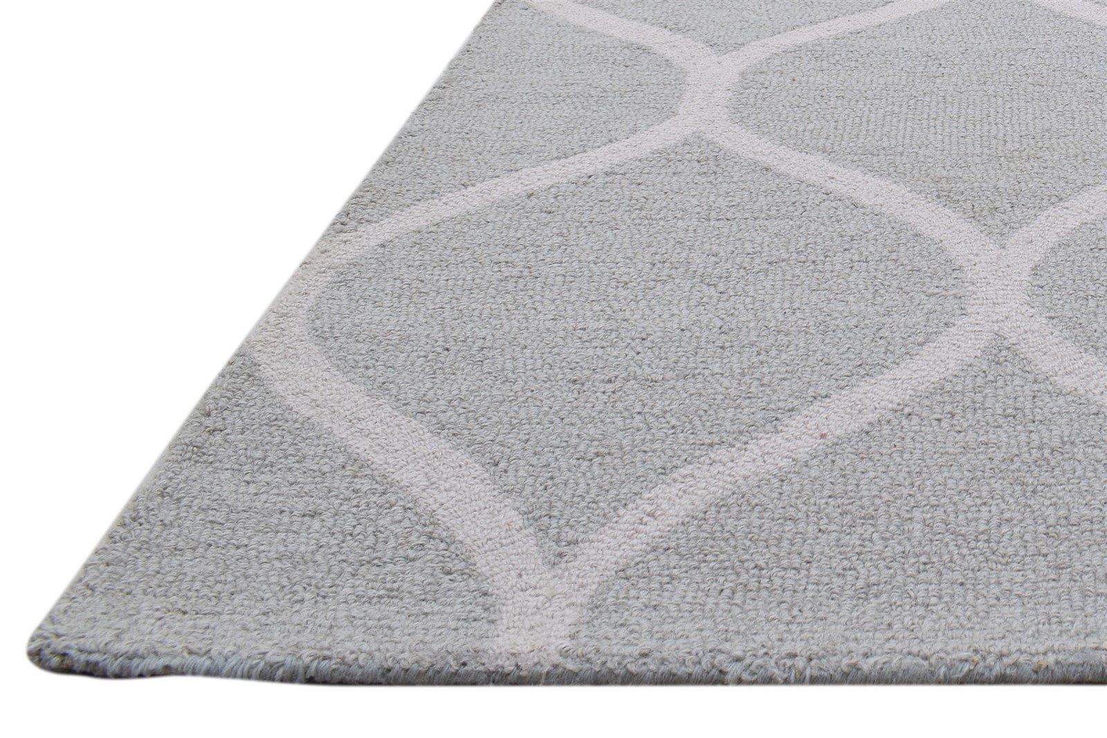 Hand Tufted Grey Wool Rug 5' X 7' Modern Moroccan Trellis Room Size Carpet