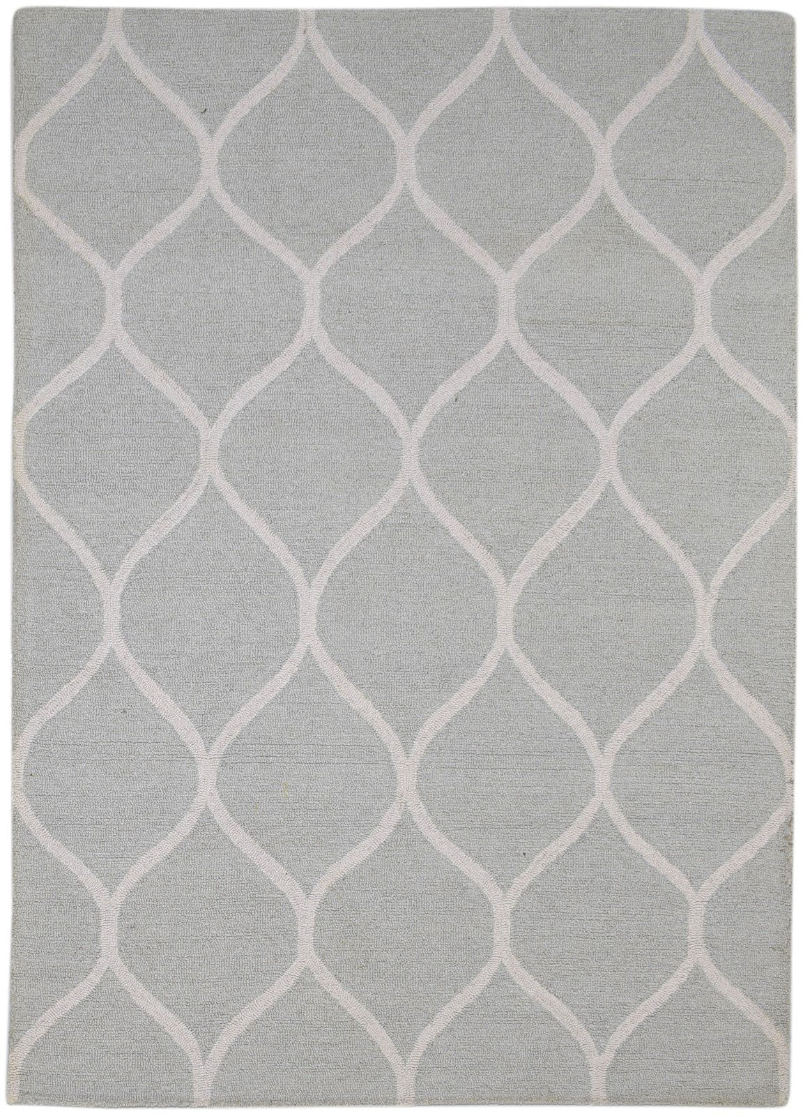 Hand Tufted Grey Wool Rug 5' X 7' Modern Moroccan Trellis Room Size Carpet