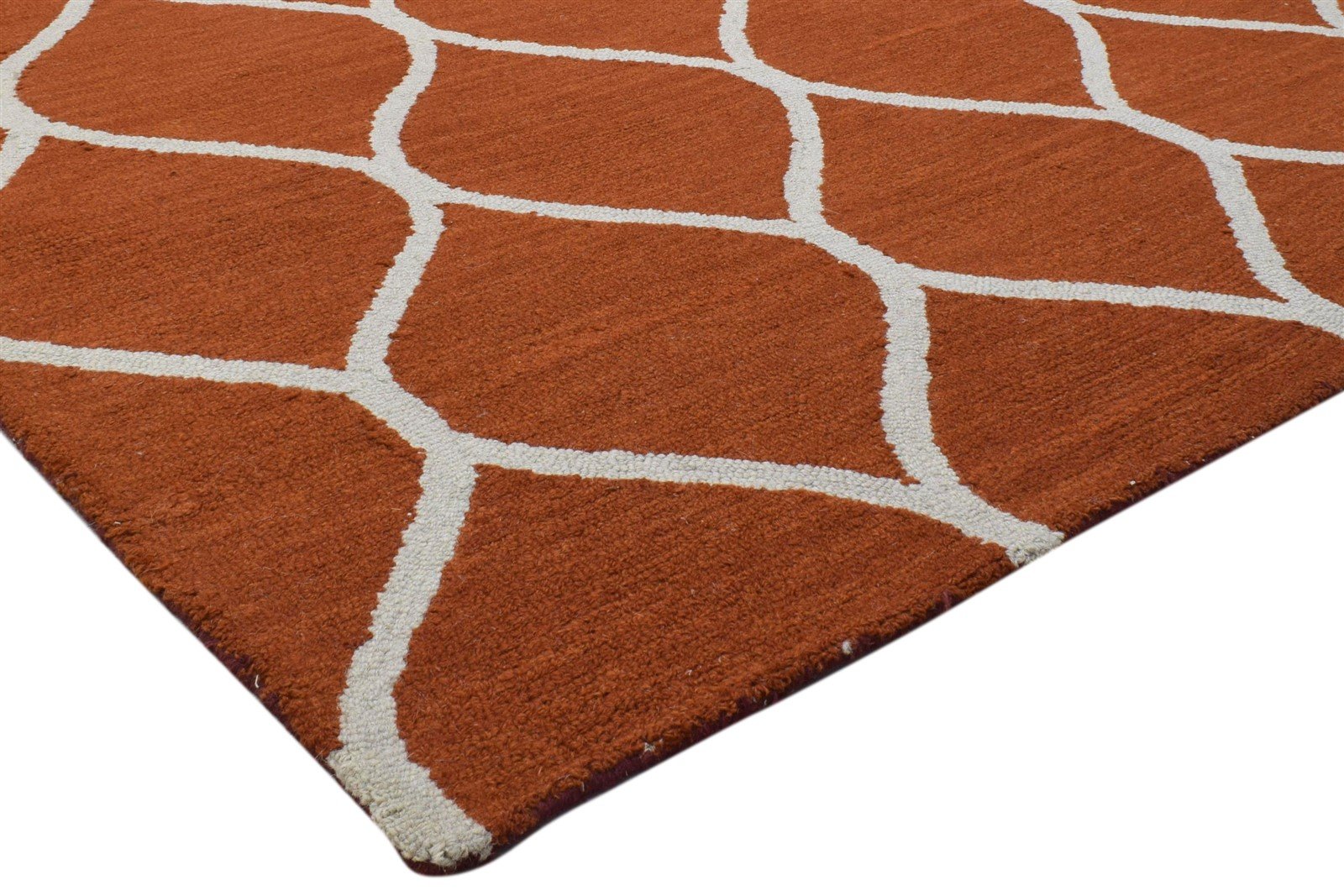 5' X 7' Rug Wool Red Modern Hand Tufted Moroccan Trellis Room Size Carpet 