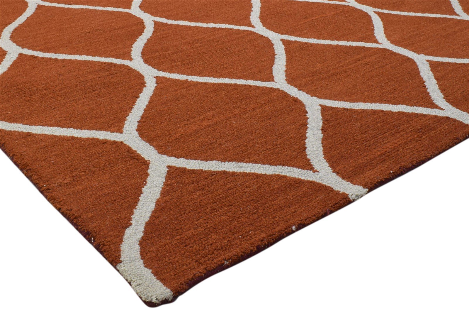 5' X 7' Rug Wool Red Modern Hand Tufted Moroccan Trellis Room Size Carpet 