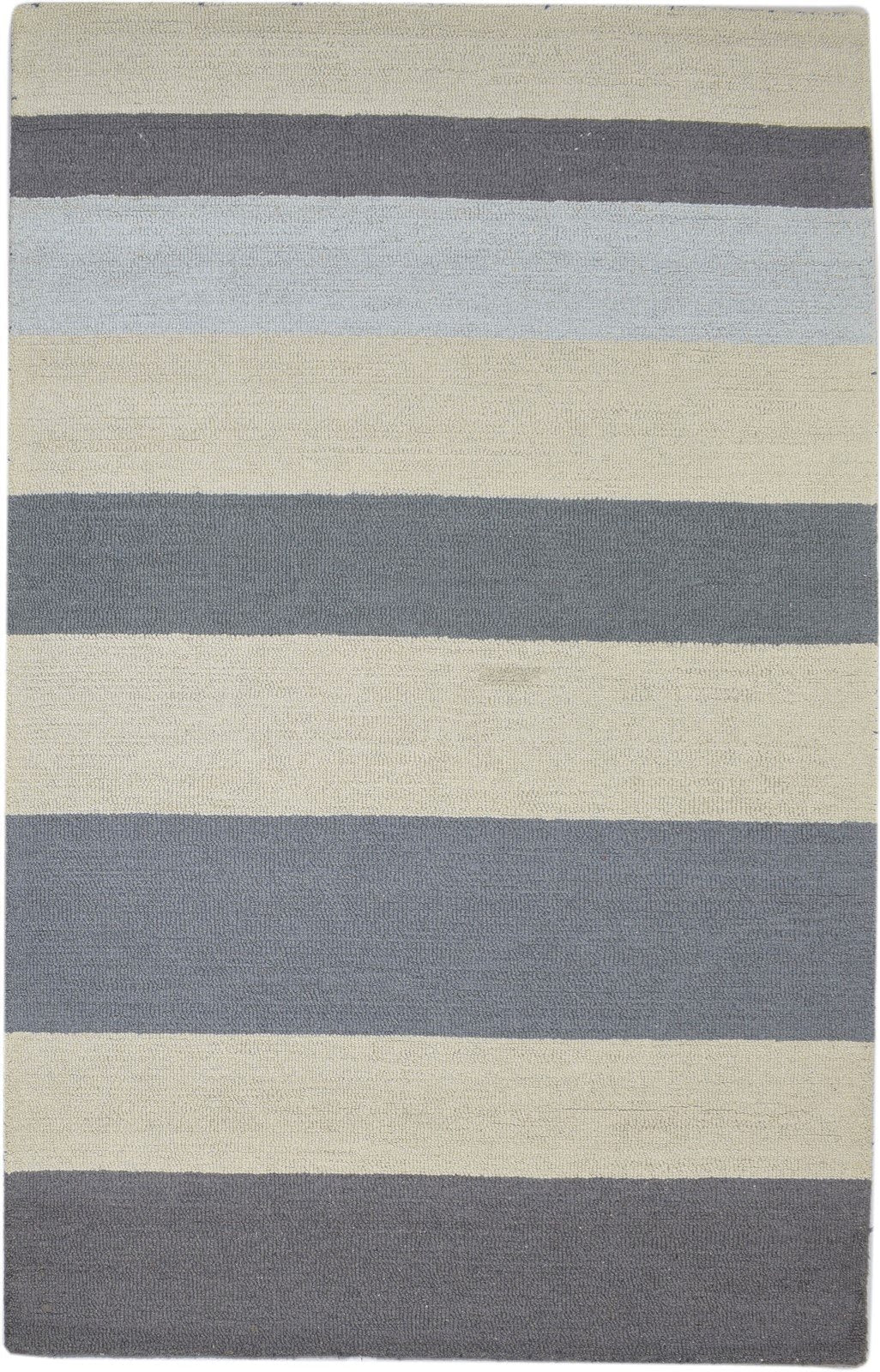 Hand Tufted Grey Wool Rug 5' X 8' Modern Scandinavian Striped Room Size Carpet 