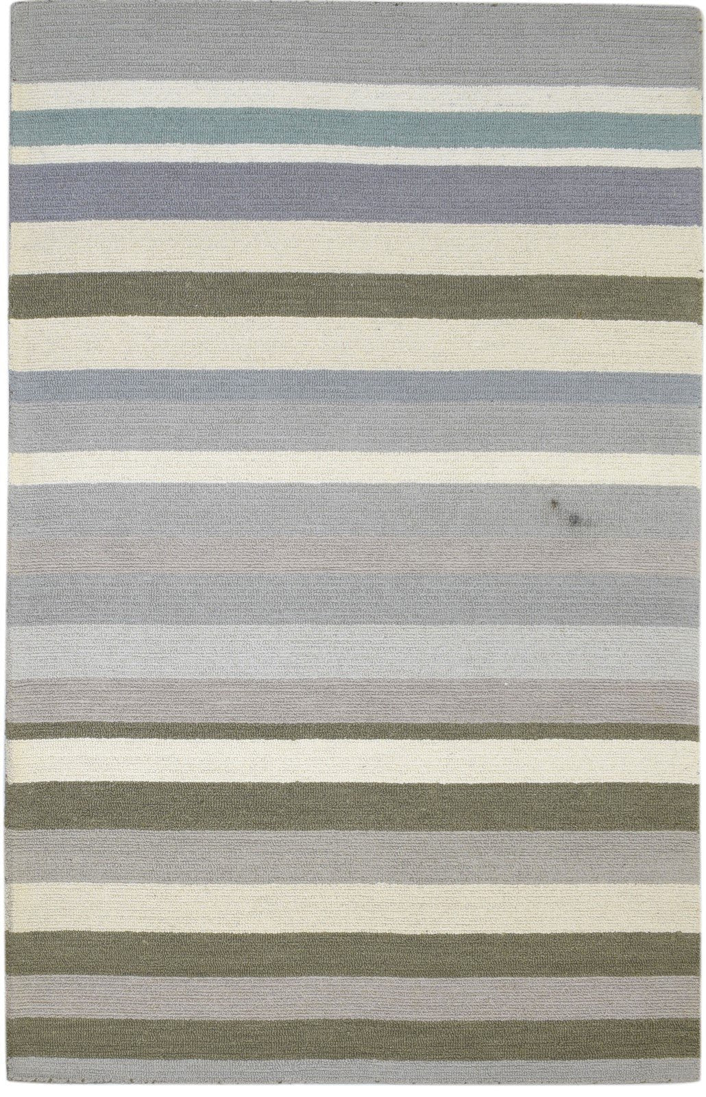 Grey Wool Rug 5' X 8' Modern Hand Tufted Scandinavian Striped Room Size Carpet 