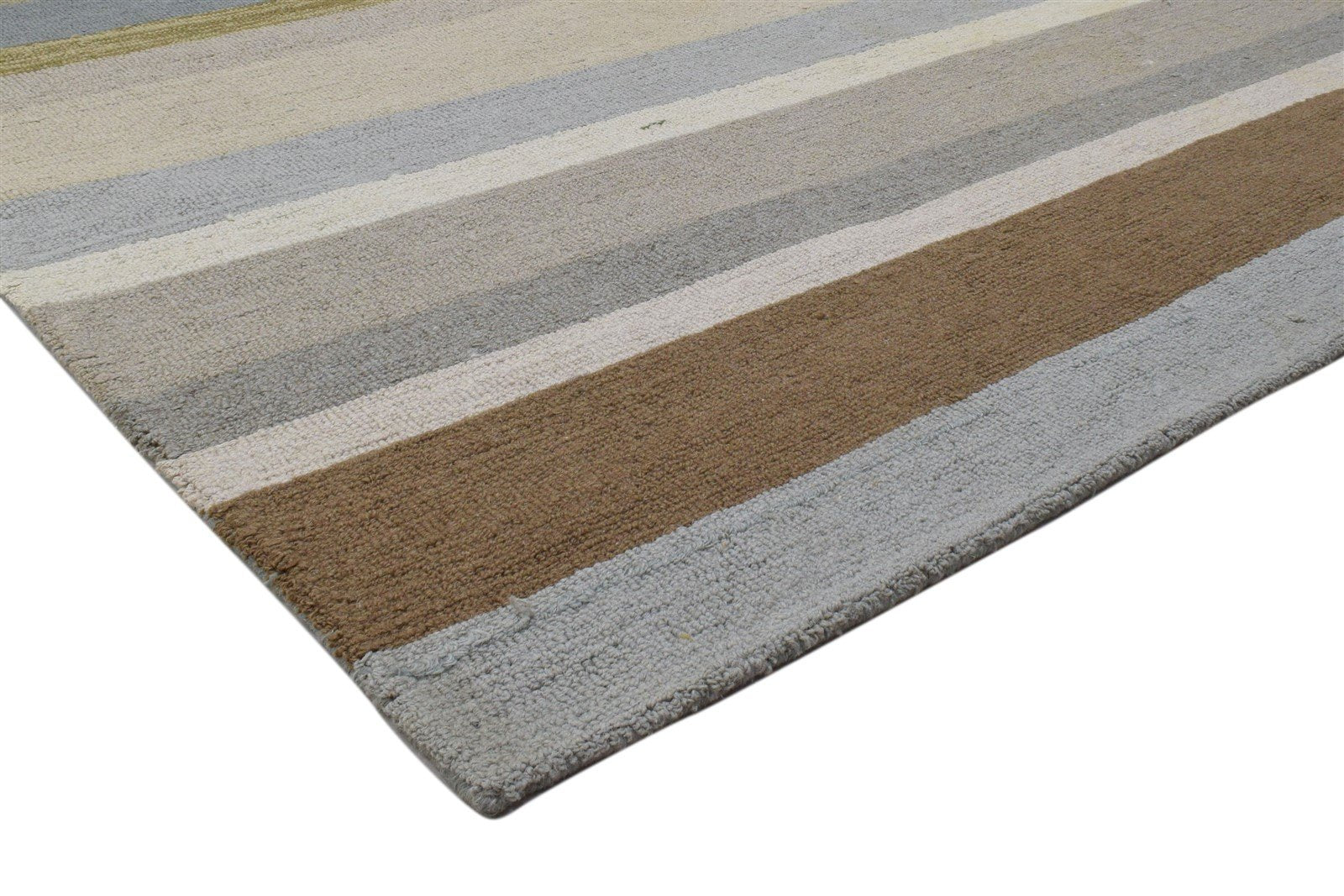 Wool Multi Color Rug 5X8 Modern Hand Tufted Scandinavian Striped Room Size 