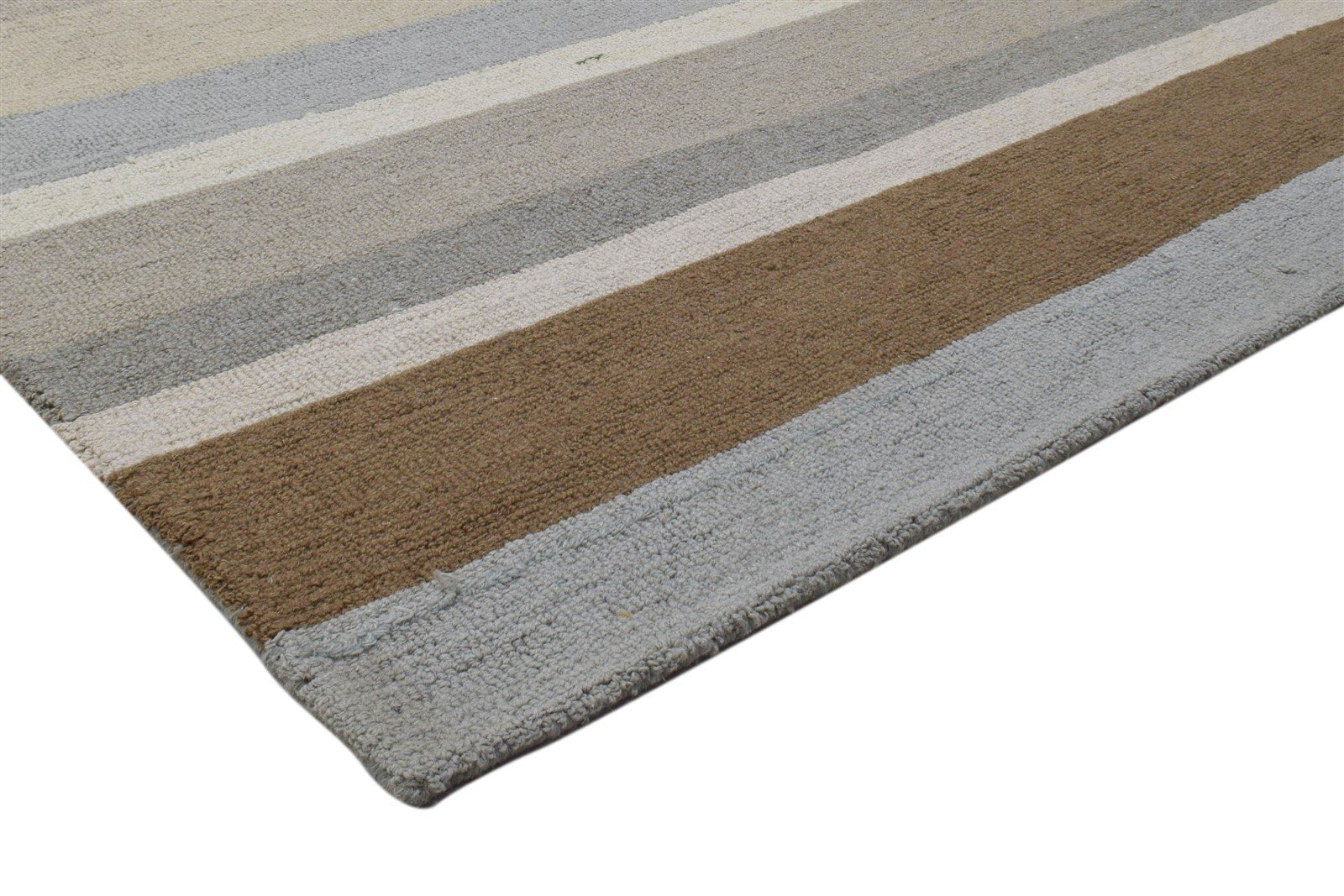 Wool Multi Color Rug 5X8 Modern Hand Tufted Scandinavian Striped Room Size 