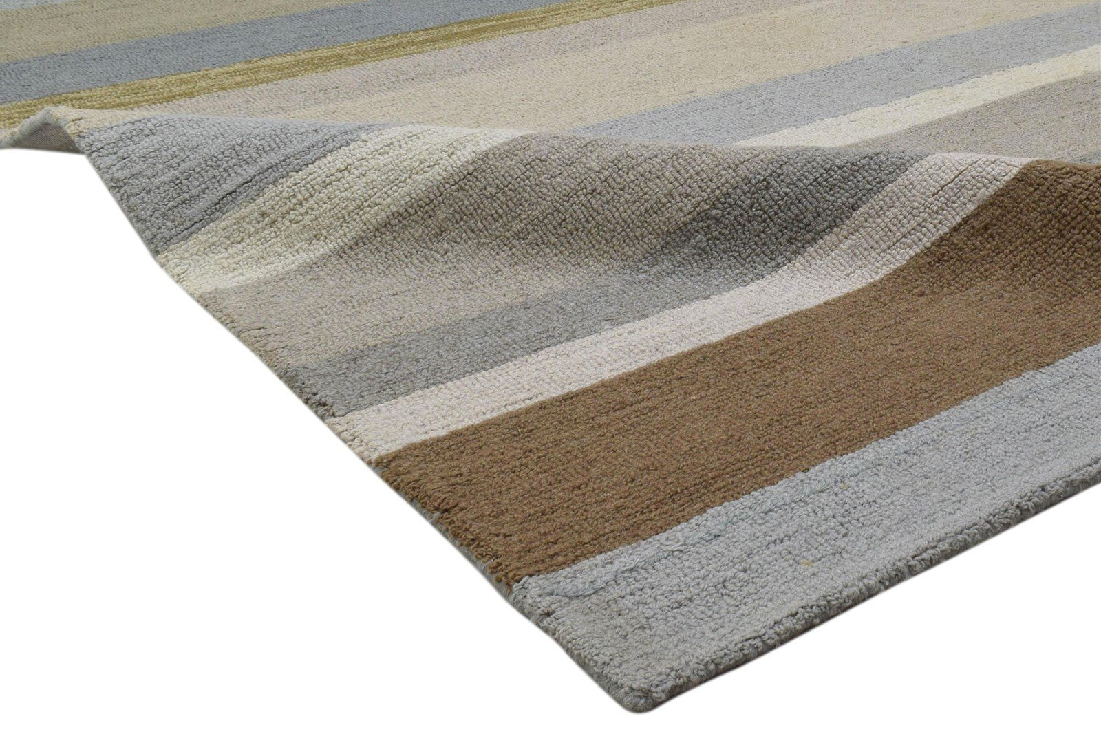 Wool Multi Color Rug 5X8 Modern Hand Tufted Scandinavian Striped Room Size 