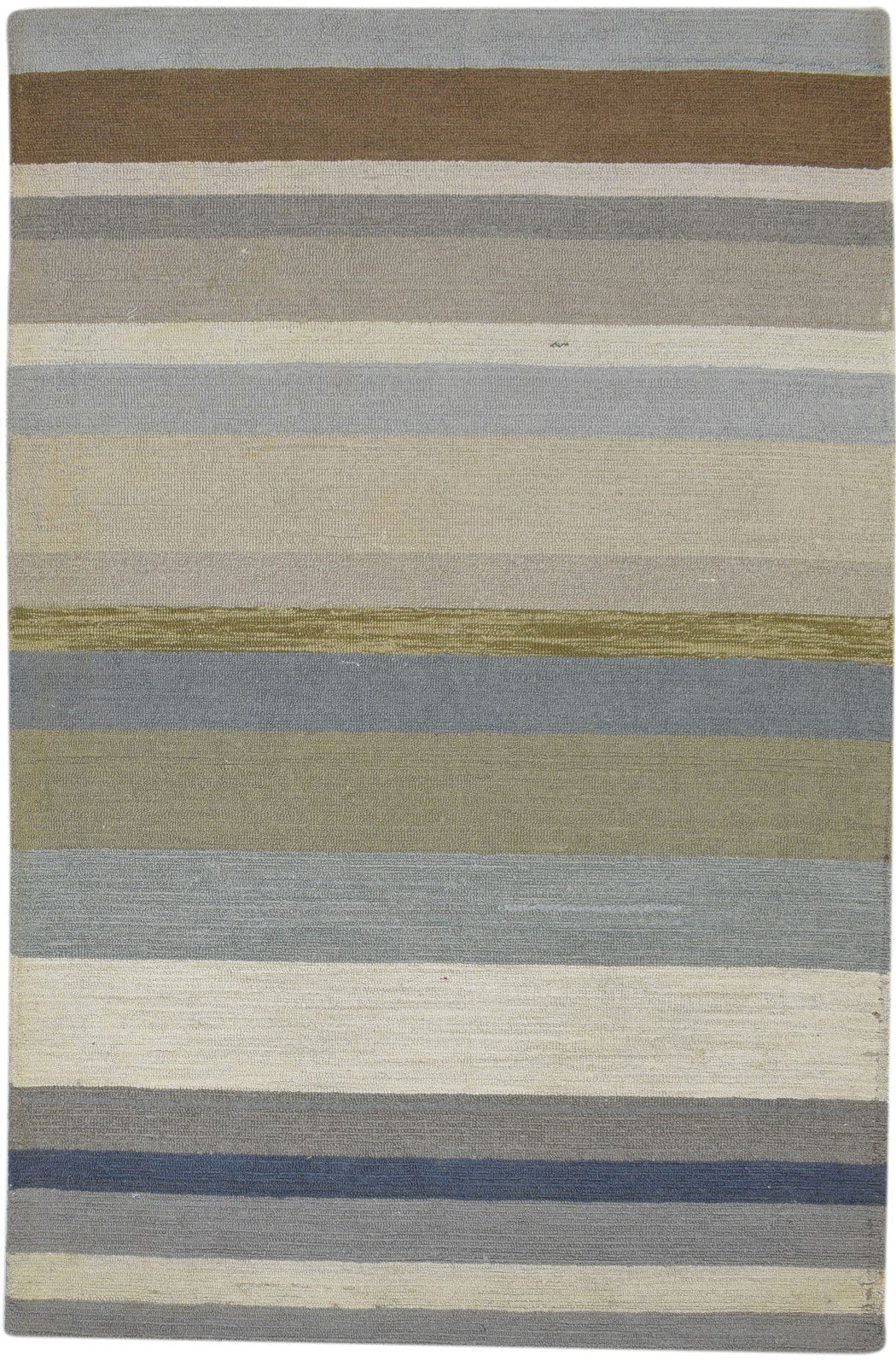 Wool Multi Color Rug 5X8 Modern Hand Tufted Scandinavian Striped Room Size