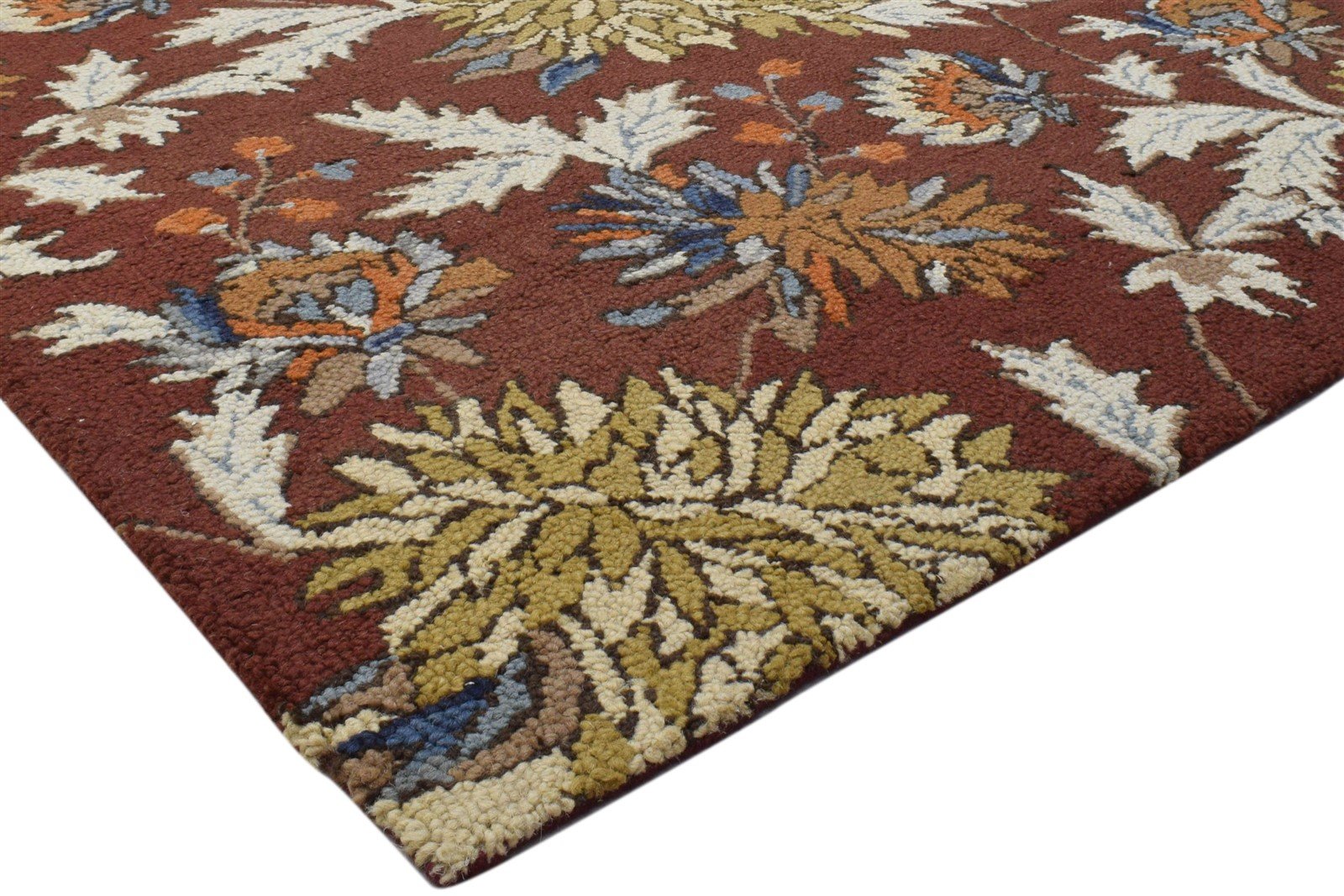 5' X 8' Rug Wool Rust Modern Hand Tufted French Floral Room Size Carpet 