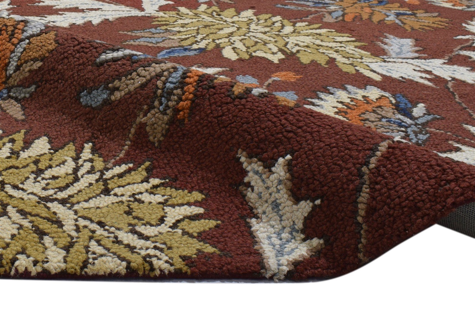 5' X 8' Rug Wool Rust Modern Hand Tufted French Floral Room Size Carpet 