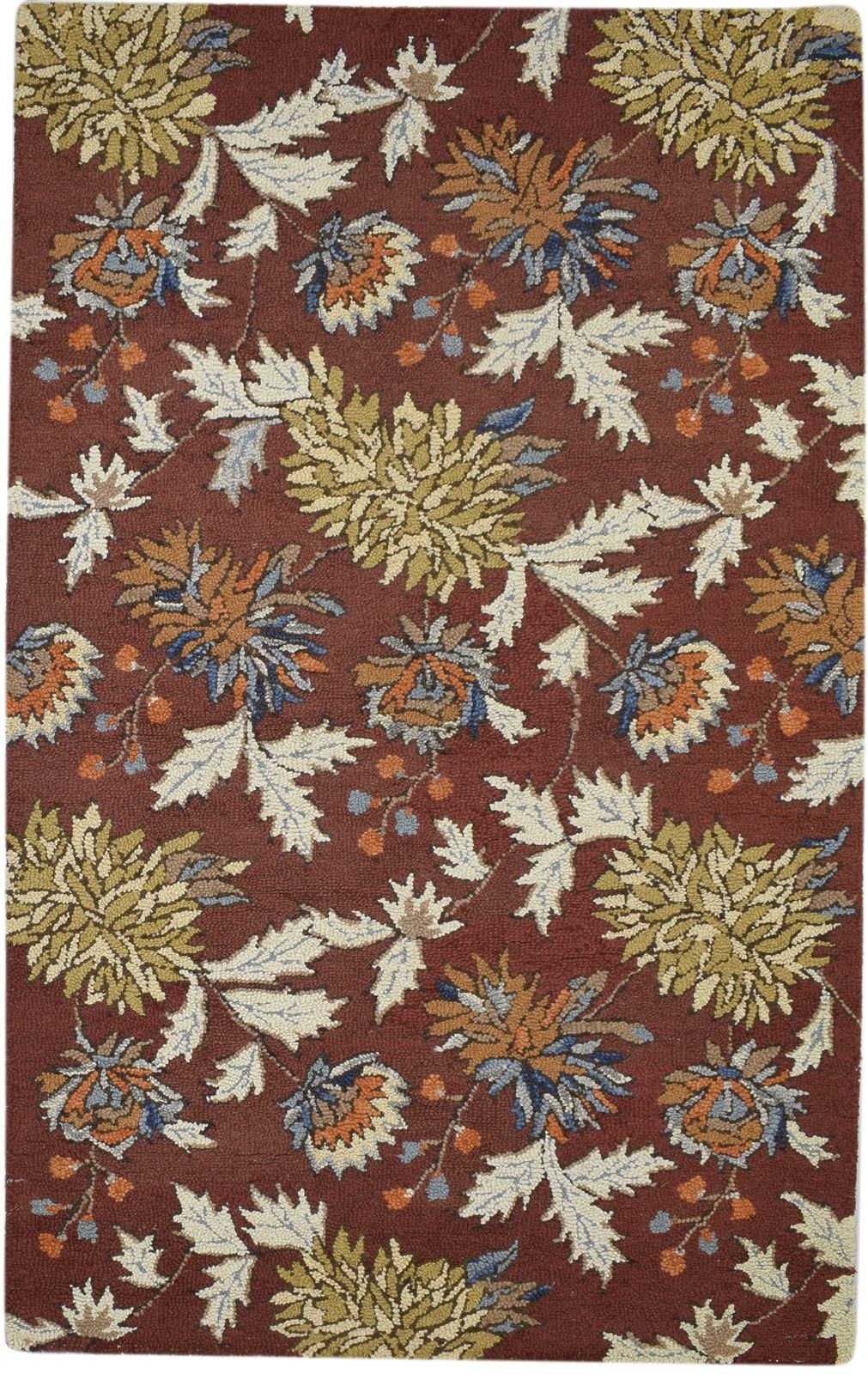 5' X 8' Rug Wool Rust Modern Hand Tufted French Floral Room Size Carpet 