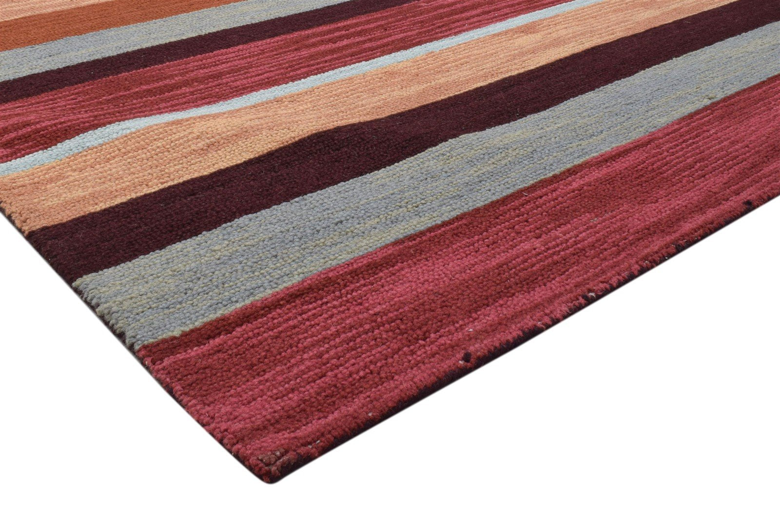 Hand Tufted Multi Color Wool Rug 5X8 Modern Scandinavian Striped Room Size 