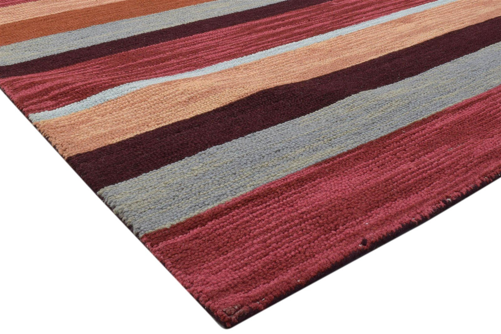 Hand Tufted Multi Color Wool Rug 5X8 Modern Scandinavian Striped Room Size 