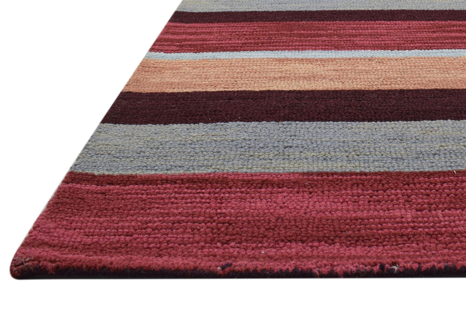 Hand Tufted Multi Color Wool Rug 5X8 Modern Scandinavian Striped Room Size