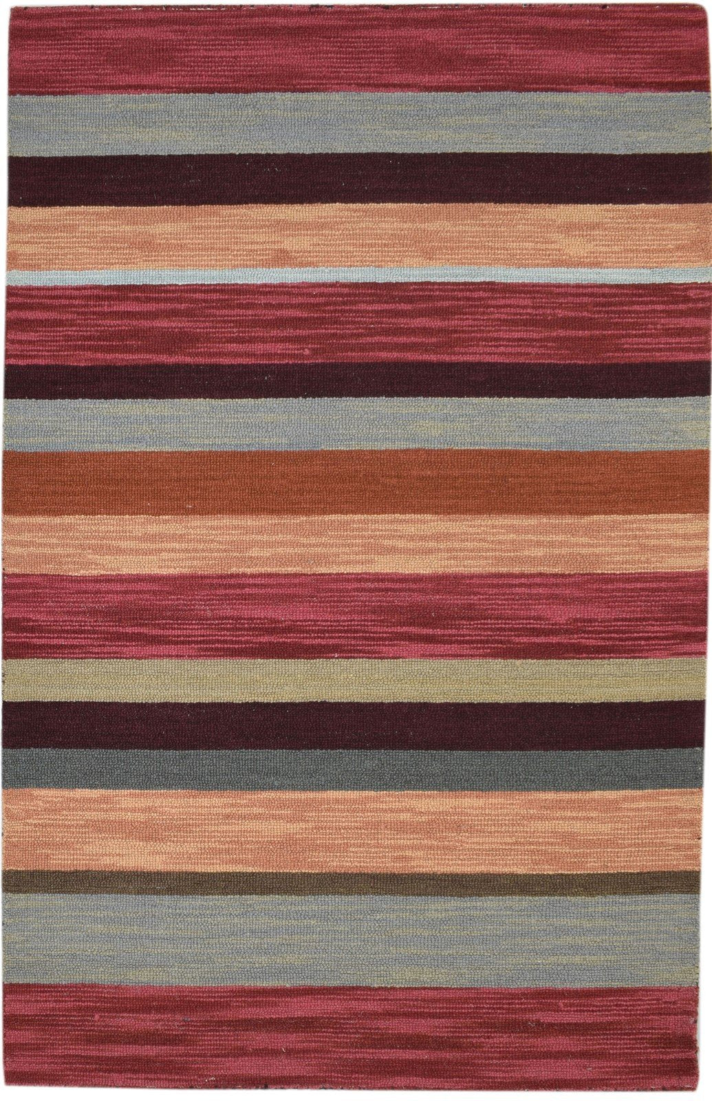 Hand Tufted Multi Color Wool Rug 5X8 Modern Scandinavian Striped Room Size