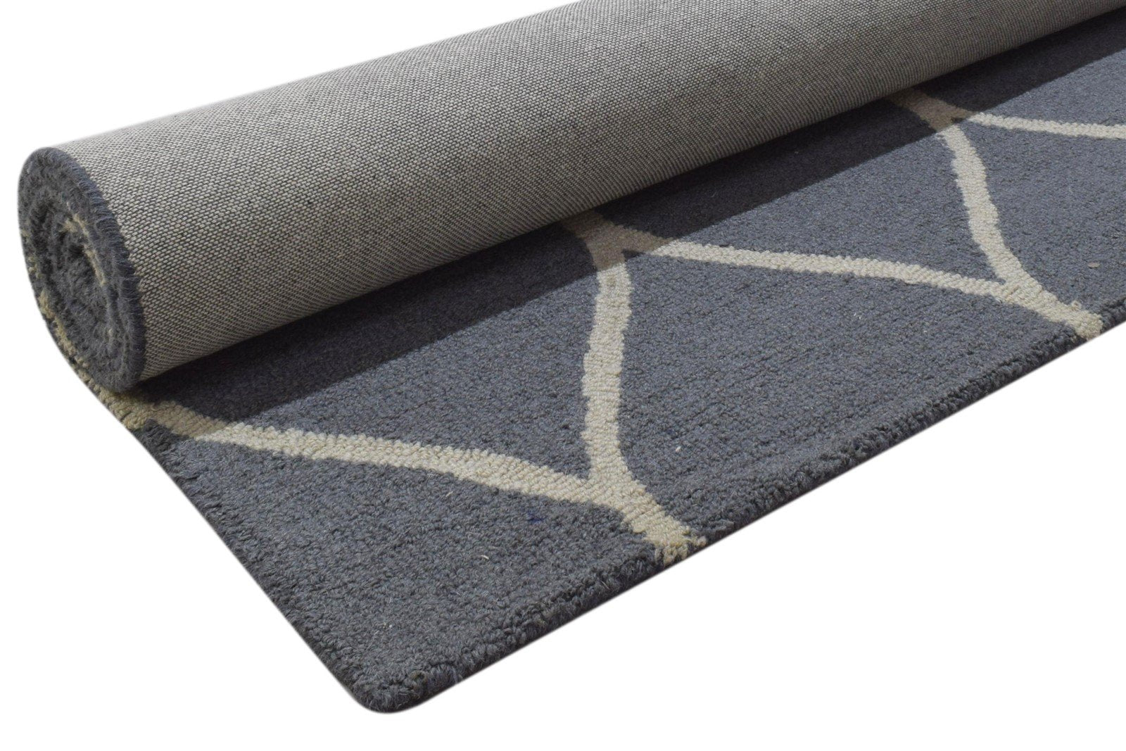 Grey Wool Rug 5' X 8' Modern Hand Tufted Moroccan Trellis Room Size Carpet 