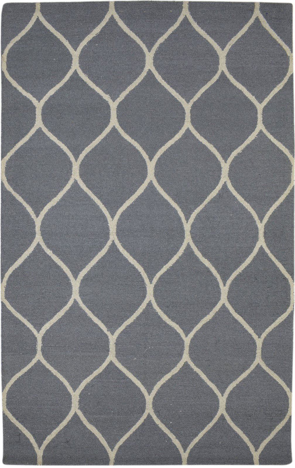 Grey Wool Rug 5' X 8' Modern Hand Tufted Moroccan Trellis Room Size Carpet 